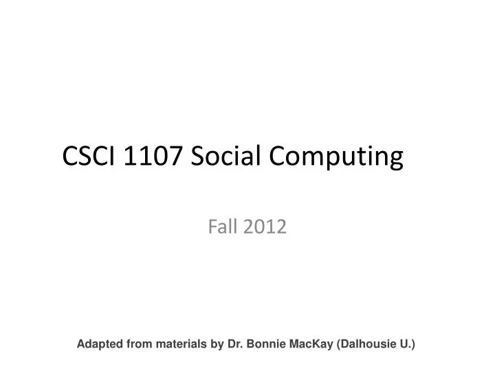 csci 1107 social computing