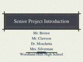 Senior Project Introduction