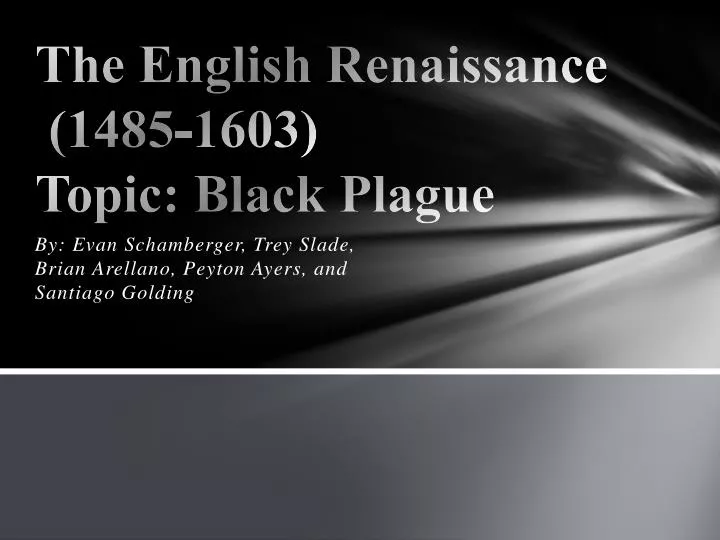 the english renaissance 1485 1603 topic black plague