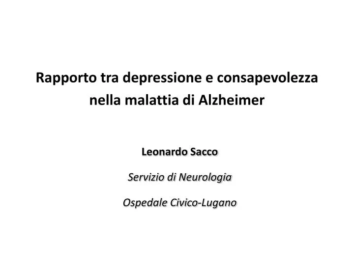 rapporto tra depressione e consapevolezza nella malattia di alzheimer