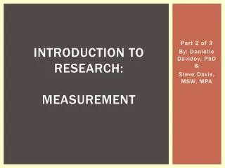Introduction to Research: Measurement