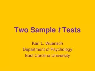 Two Sample t Tests