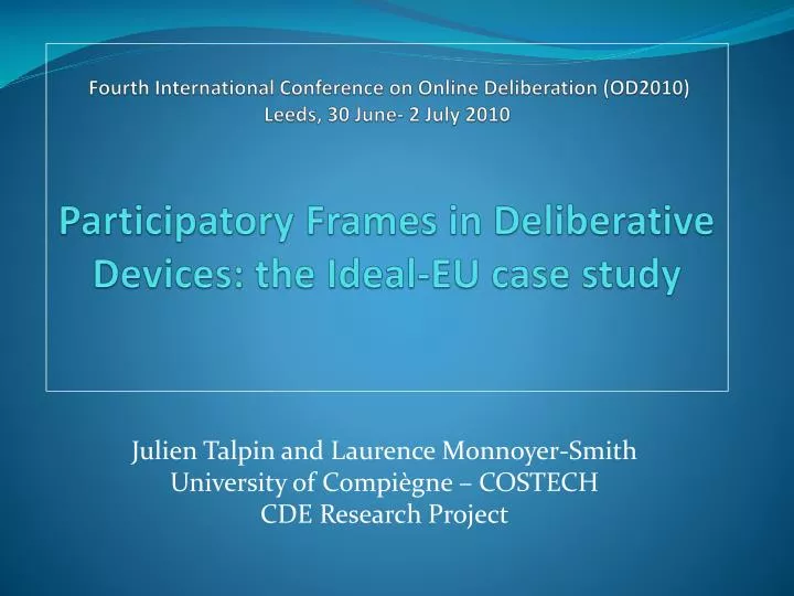 julien talpin and laurence monnoyer smith university of compi gne costech cde research project