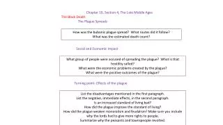 Chapter 10, Section 4, The Late Middle Ages The Black Death The Plague Spreads