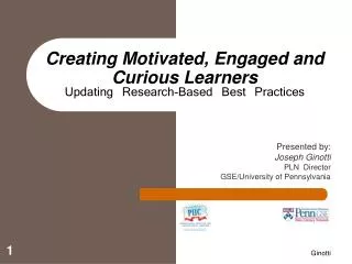 Creating Motivated, Engaged and Curious Learners Updating Research-Based Best Practices