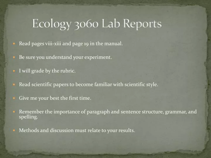 ecology 3060 lab reports