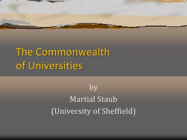 the commonwealth of universities