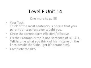Level F Unit 14