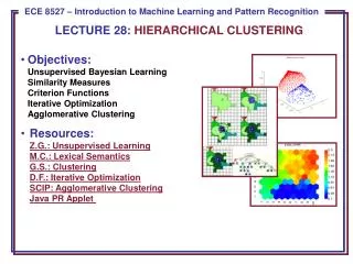 LECTURE 28: HIERARCHICAL CLUSTERING