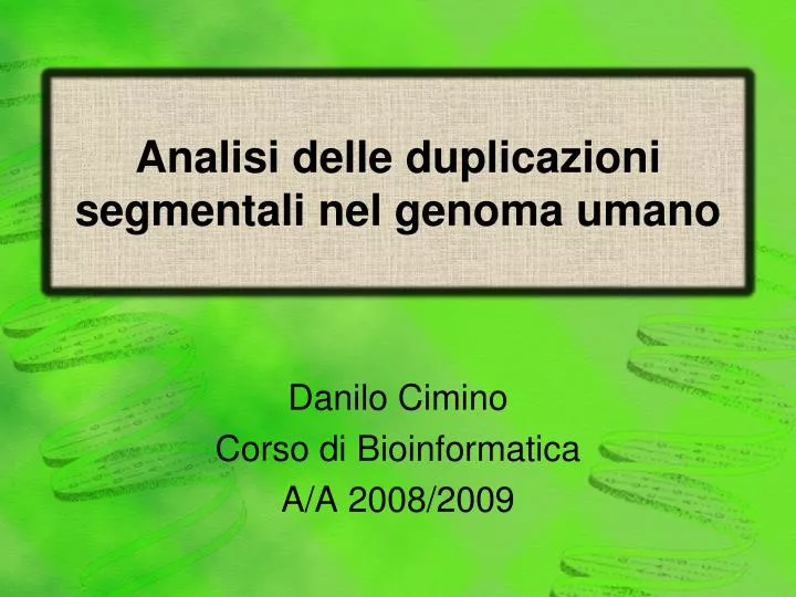 danilo cimino corso di bioinformatica a a 2008 2009