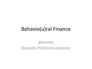 behavio u ral finance