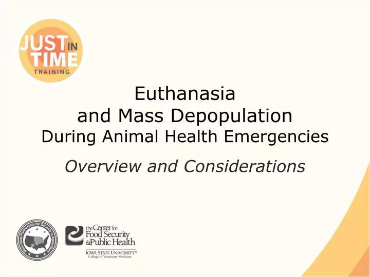 euthanasia and mass depopulation during animal health emergencies