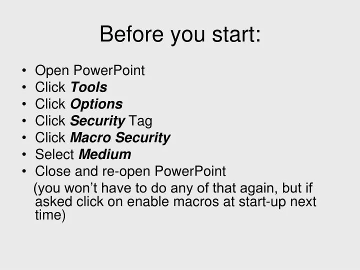 before you start