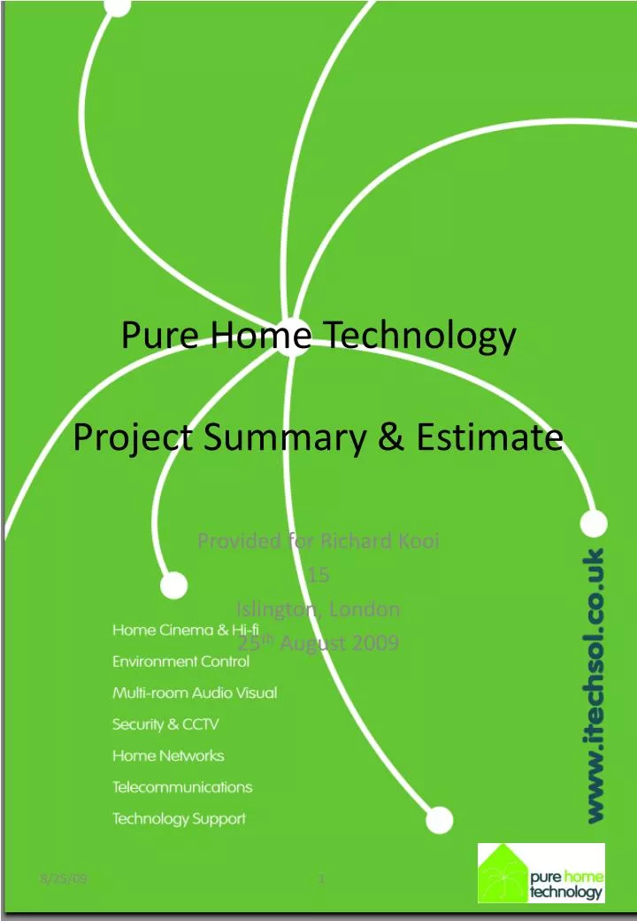 pure home technology project summary estimate