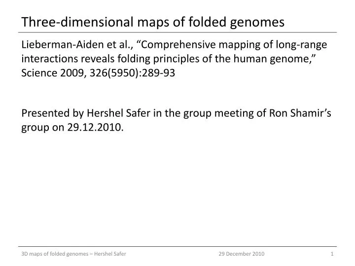 three dimensional maps of folded genomes