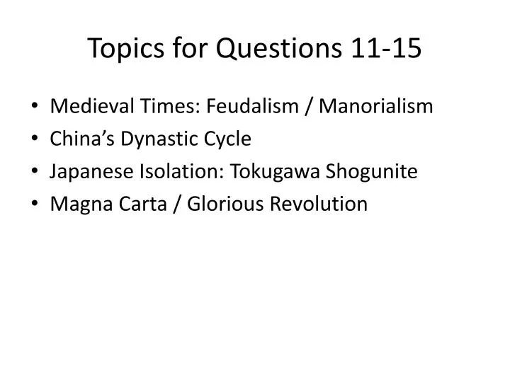 topics for questions 11 15