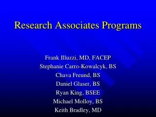 Research Associates Programs