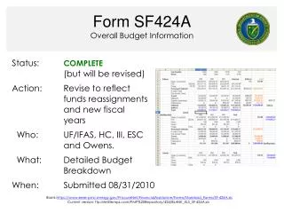Form SF424A Overall Budget Information