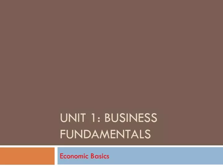 unit 1 business fundamentals