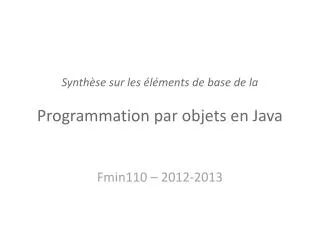 synth se sur les l ments de base de la p rogrammation par objets en java