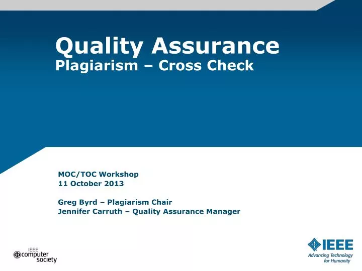 quality assurance plagiarism cross check