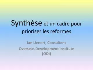 synth se et un cadre pour prioriser les reformes