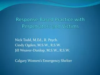 Response-Based Practice with Perpetrators and Victims