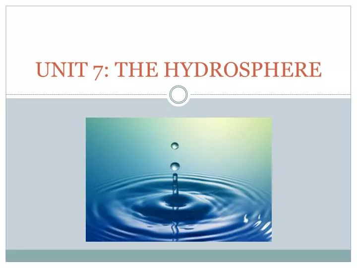 unit 7 the hydrosphere