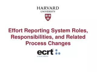 Effort Reporting System Roles, Responsibilities, and Related Process Changes