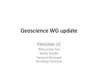 Geoscience WG update