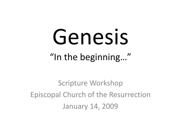 genesis in the beginning