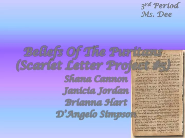 beliefs o f t he puritans scarlet letter project 5