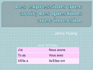 Les expressions avec avoir ; Les questions avec inversion