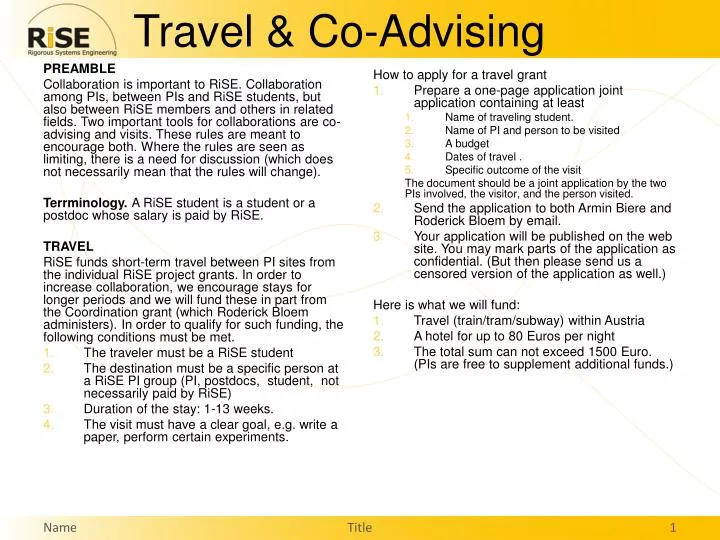 travel co advising