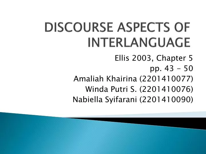 discourse aspects of interlanguage