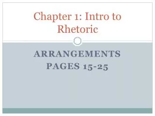 Chapter 1: Intro to Rhetoric