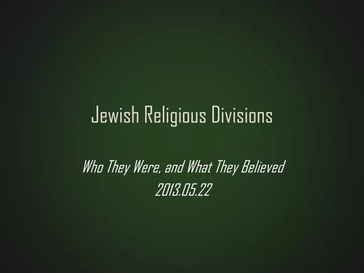 jewish religious divisions