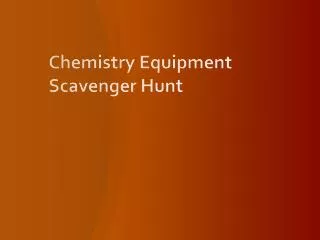 Chemistry Equipment Scavenger Hunt