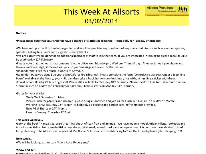 this week at allsorts 03 02 2014