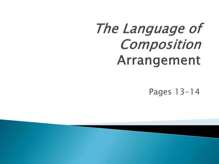 the language of composition arrangement
