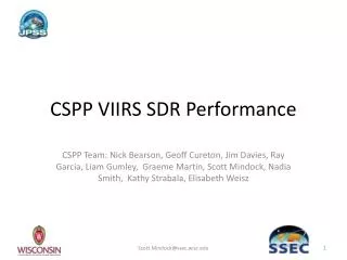 CSPP VIIRS SDR Performance