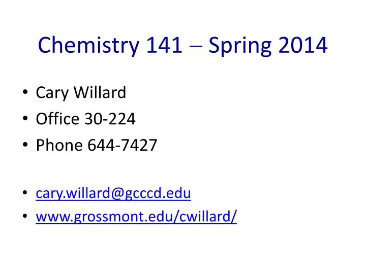 chemistry 141 spring 2014