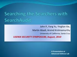 Searching the Searchers with SearchAudit