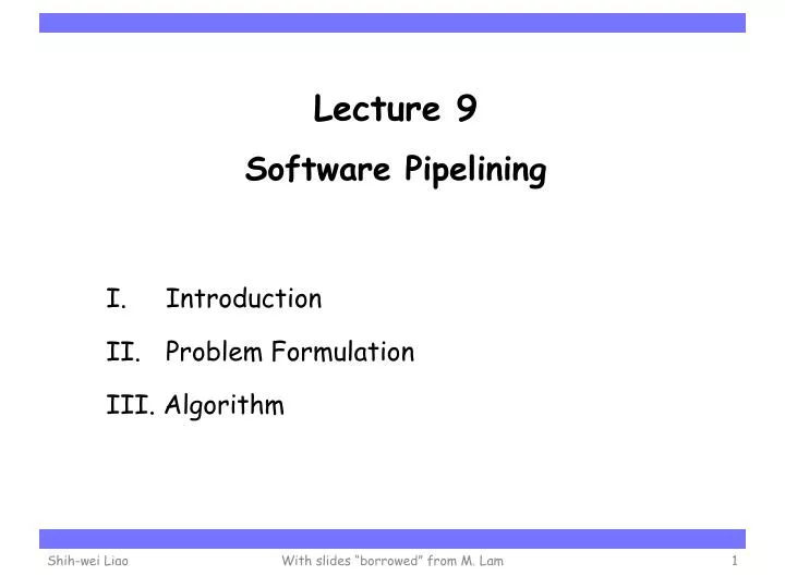 lecture 9 software pipelining