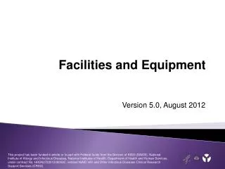 Facilities and Equipment