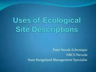 Uses of Ecological Site Descriptions