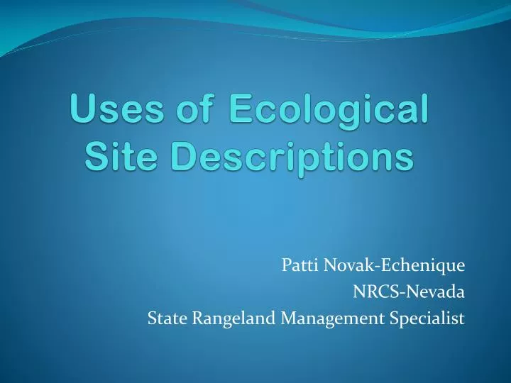 uses of ecological site descriptions