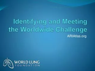 Identifying and Meeting the Worldwide Challenge