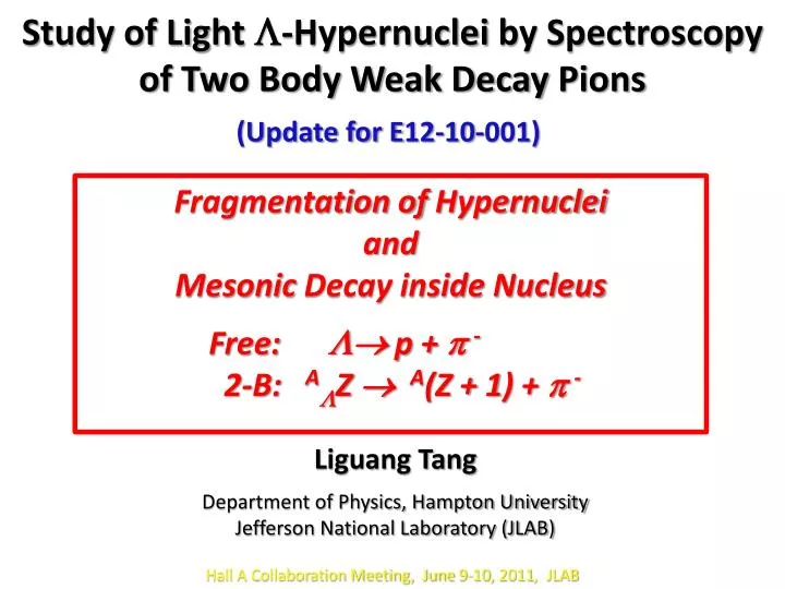 study of light hypernuclei by spectroscopy of two body weak decay pions
