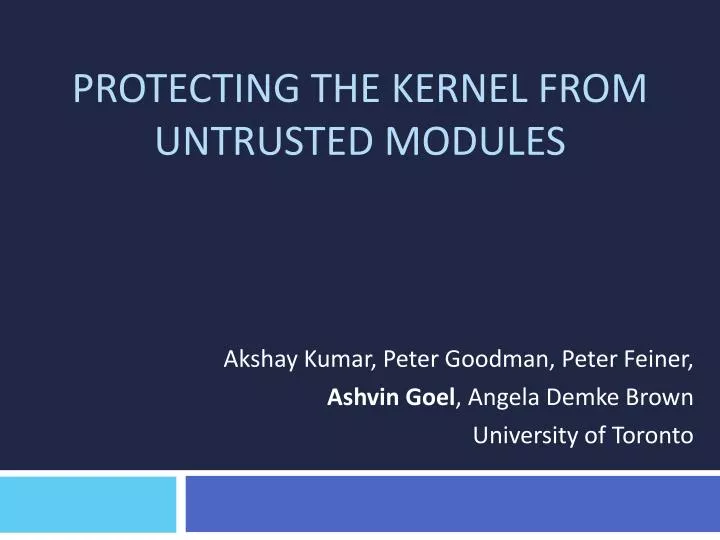protecting the kernel from untrusted modules